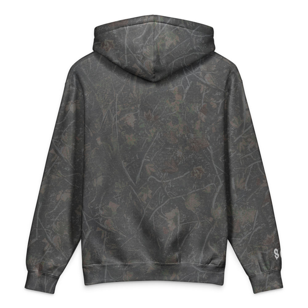 Camo Cowboy hoodie in darkwood tree camo, back